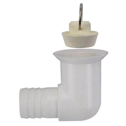 1"/25mm Complete Right Angle Sink Waste with Plug - Bosuns Boat