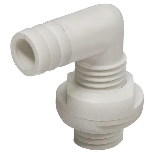 90 Degree Bulkhead Thru-Hull Tail Skin Fitting - White