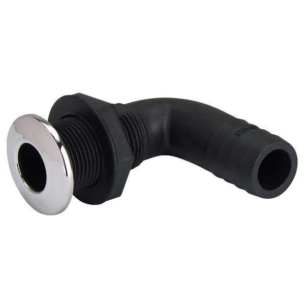 90° Nylon Skin Fitting with Tail & Stainless Steel Trim - Bosuns Boat