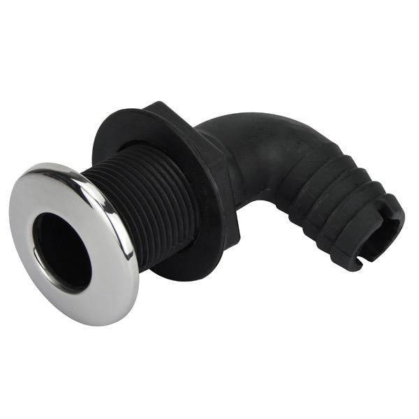90° Nylon Skin Fitting with Tail & Stainless Steel Trim - Bosuns Boat