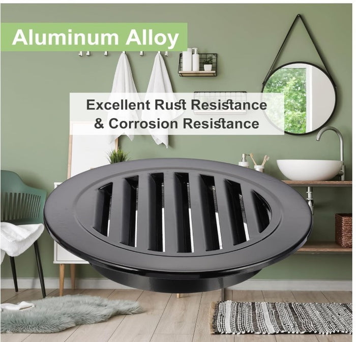 Aluminium Alloy Soffit Vent, Exterior Exhaust Louvered Vent with Mesh Black-294