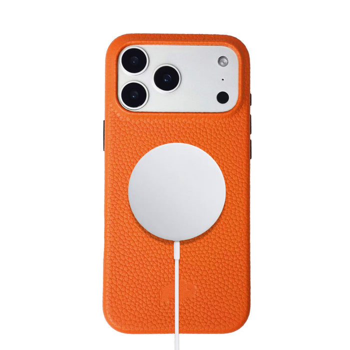 Arden Leather iPhone 18 Pro MagSafe Case, Pebble Orange - BlackBrook Case
