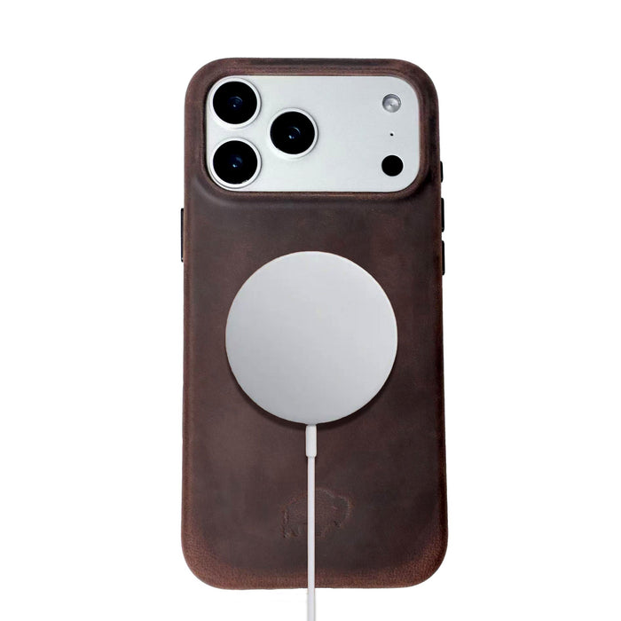 Arden Leather iPhone 18 Pro MagSafe Case, Distressed Coffee - BlackBrook Case