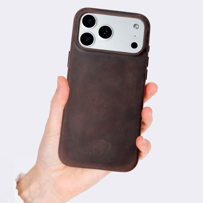 Arden Leather iPhone 18 Pro MagSafe Case, Distressed Coffee - BlackBrook Case