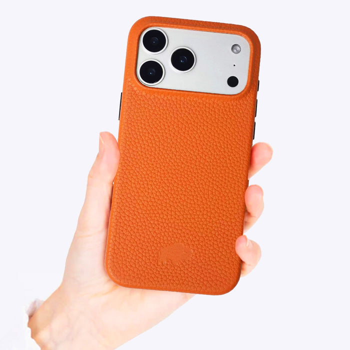 Arden Leather iPhone 18 Pro MagSafe Case, Pebble Orange - BlackBrook Case