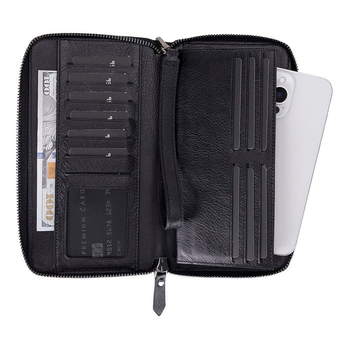 Aristo Leather Wallet, Rustic Black - BlackBrook Case