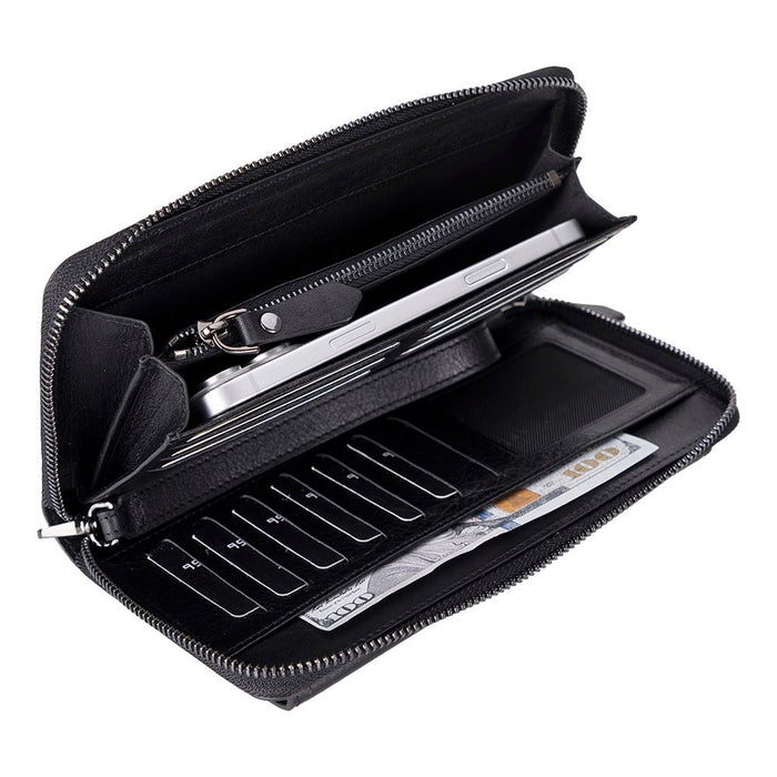 Aristo Leather Wallet, Rustic Black - BlackBrook Case