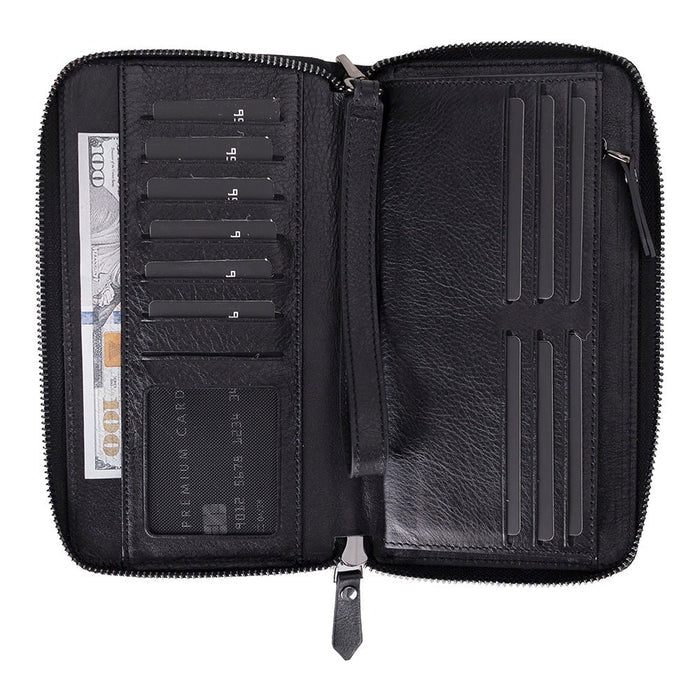 Aristo Leather Wallet, Rustic Black - BlackBrook Case