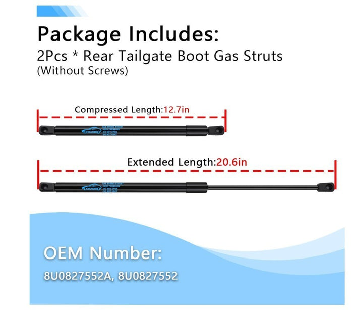 Audi Q3 Tailgate Struts 2011-2018 Boot Gas Lift Supports 2pcs- 303