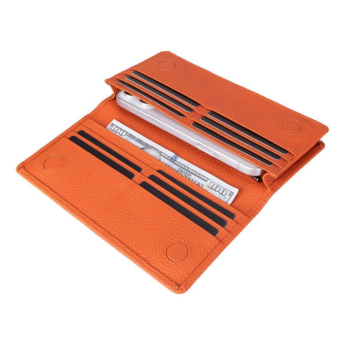 Aura Leather Women's Wallet, Orange - BlackBrook Case