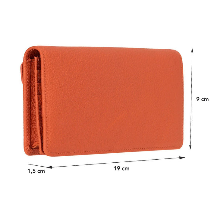Aura Leather Women's Wallet, Orange - BlackBrook Case