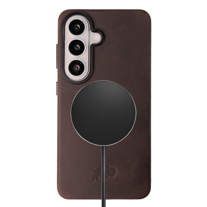 Barlow Leather Samsung S26 Plus Case, Distressed Coffee - BlackBrook Case