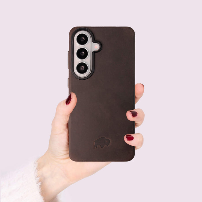 Barlow Leather Samsung S26 Plus Case, Distressed Coffee - BlackBrook Case