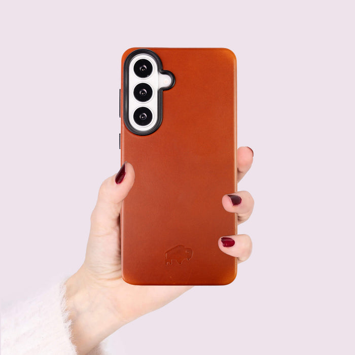Barlow Leather Samsung S26 Plus Case, Burnished Tan - BlackBrook Case