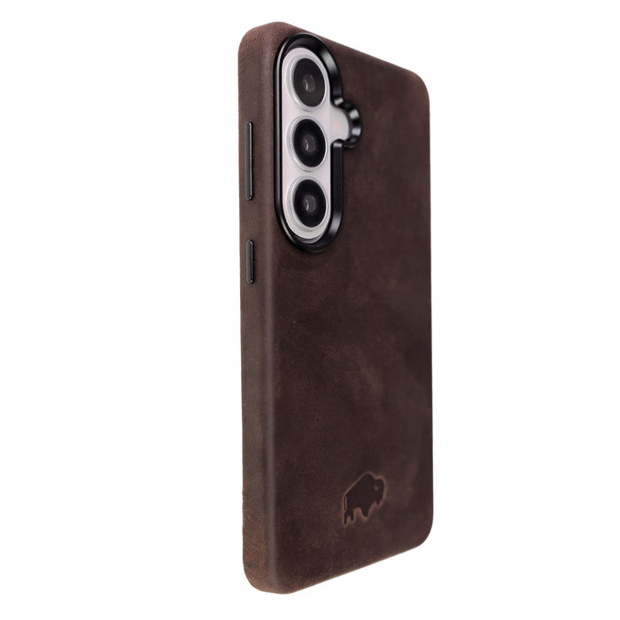 Barlow Leather Samsung S26 Plus Case, Distressed Coffee - BlackBrook Case