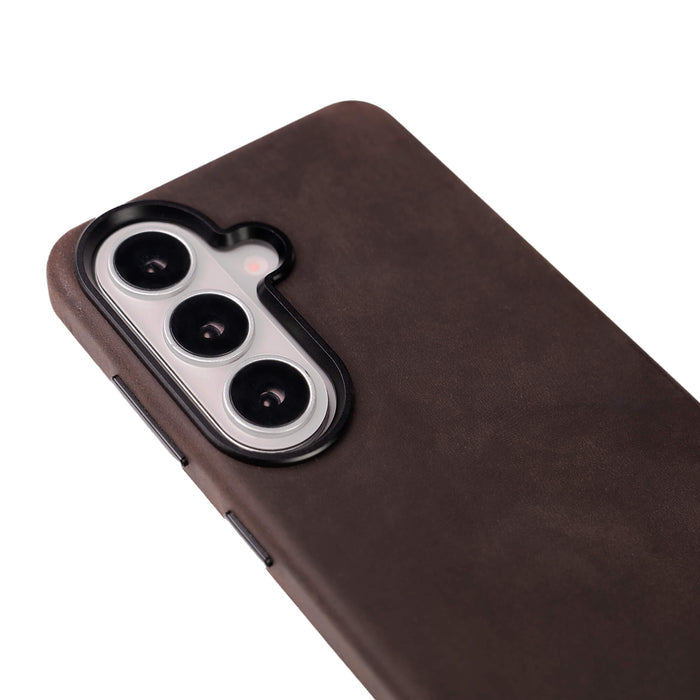 Barlow Leather Samsung S26 Plus Case, Distressed Coffee - BlackBrook Case