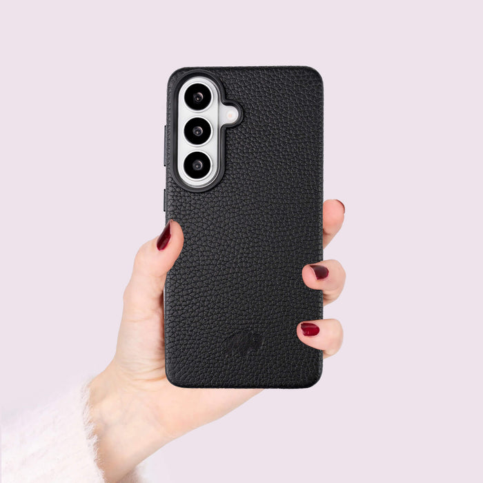 Barlow Leather Samsung S26 Plus Case, Pebble Black - BlackBrook Case