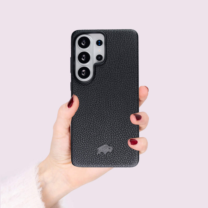 Barlow Leather Samsung S26 Ultra Case, Pebble Black - BlackBrook Case