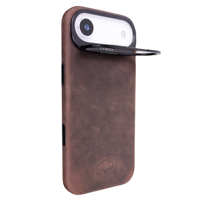 Barlow Leather iPhone Air MagSafe Case with Stand, Distressed Coffee - BlackBrook Case