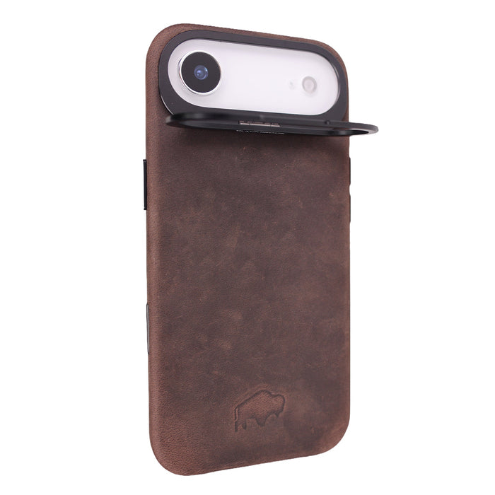 Barlow Leather iPhone Air MagSafe Case with Stand, Distressed Coffee - BlackBrook Case