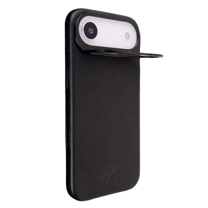 Barlow Leather iPhone Air MagSafe Case with Stand, Pebble Black - BlackBrook Case