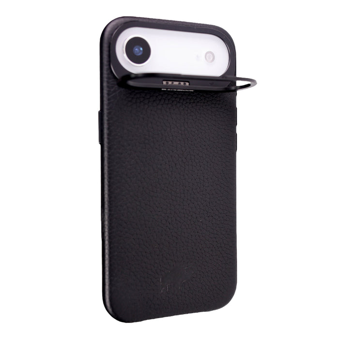 Barlow Leather iPhone Air MagSafe Case with Stand, Pebble Black - BlackBrook Case