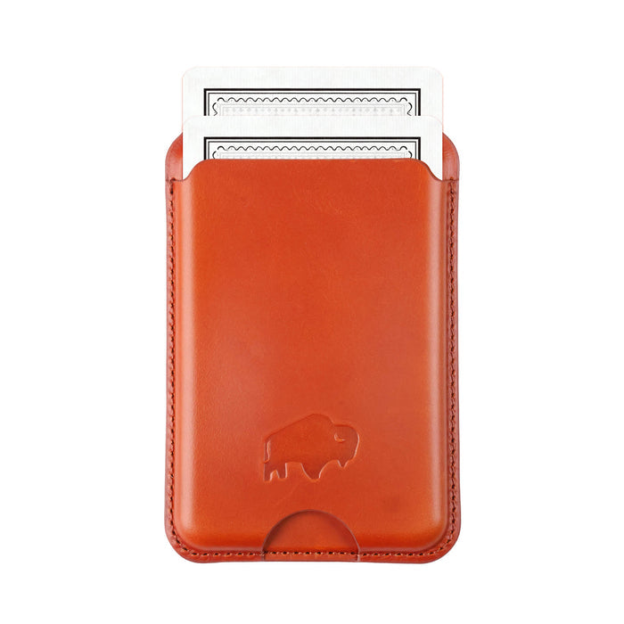 Baron Leather MagSafe Wallet with Stand, Burnished Tan - BlackBrook Case