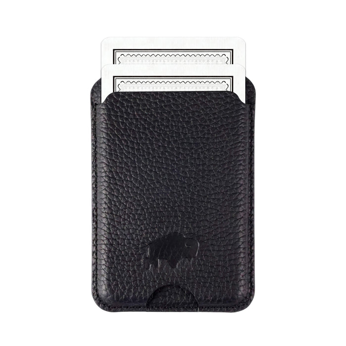 Baron Leather MagSafe Wallet with Stand, Pebble Black - BlackBrook Case