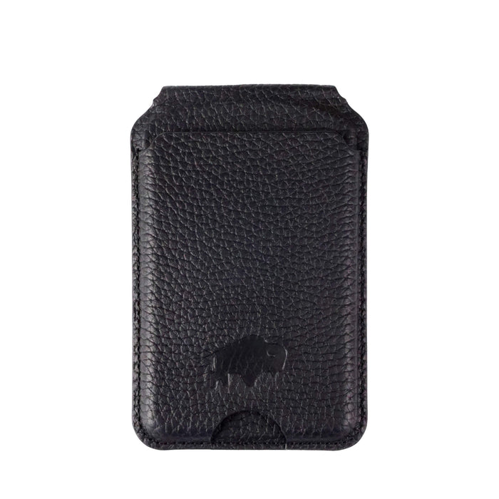 Baron Leather MagSafe Wallet with Stand, Pebble Black - BlackBrook Case