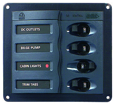 BEP 'CONTOUR' CIRCUIT BREAKER 4 CIRCUIT 127 x 115mm - bosunsboat