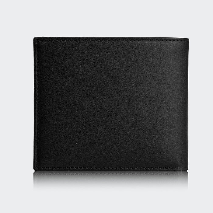 Bologna Men’s Leather Bifold Wallet with Coin Pocket – Mapi Edition, Black & Beige - BlackBrook Case