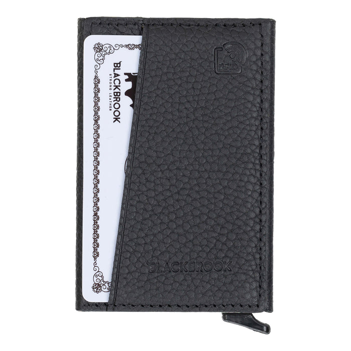 Bond Slim RFID Cardholder – Full‑Grain Leather, Pebble Black BlackBrook Case