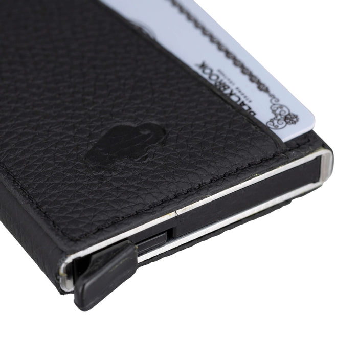 Bond Slim RFID Cardholder – Full‑Grain Leather, Pebble Black - BlackBrook Case