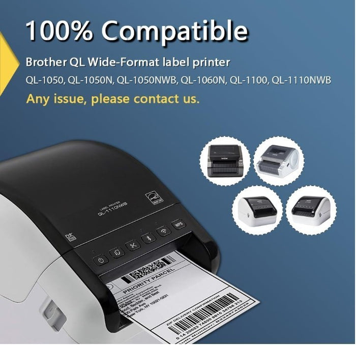 Brother QL Compatible Shipping Labels 102mm Continuous Rolls 6 Pack-191