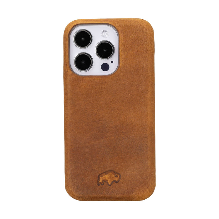 iPhone 15 Pro Leather Wallet Case - Burkley Classic 2-in-1 Detachable Folio, Golden Brown - BlackBrook Case