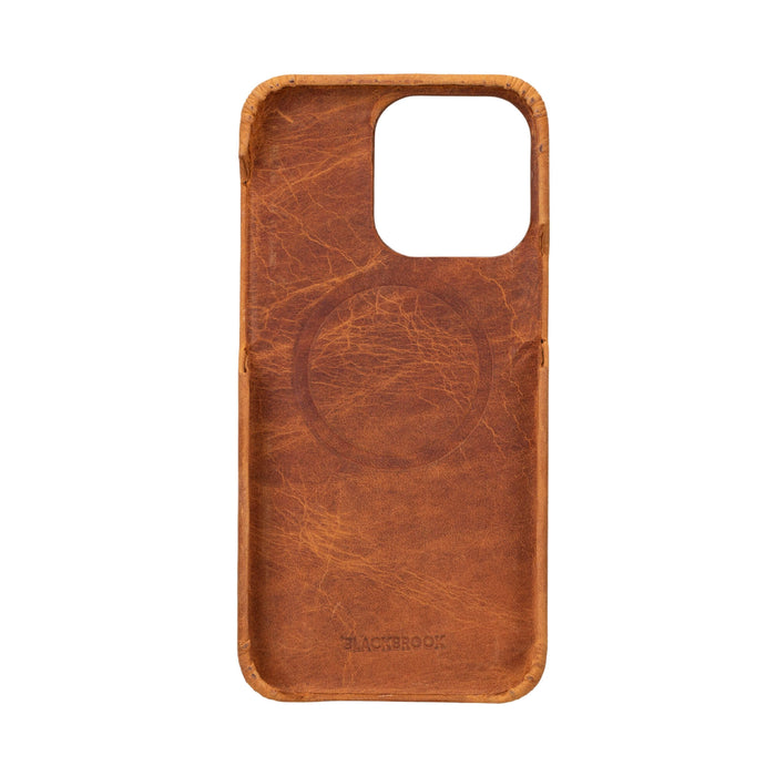 iPhone 15 Pro Leather Wallet Case - Burkley Classic 2-in-1 Detachable Folio, Golden Brown - BlackBrook Case