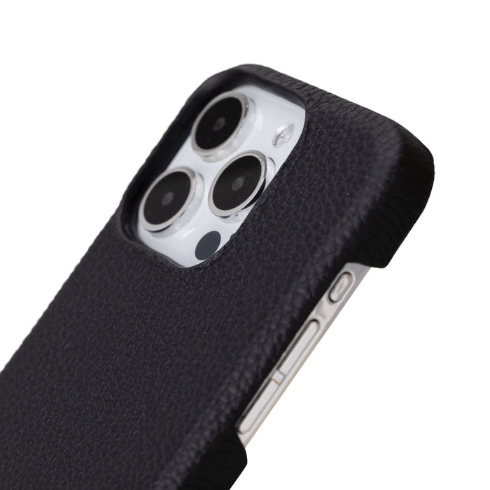iPhone 15 Pro Max Leather Wallet Case - Burkley Classic 2-in-1 Detachable Folio, Pebble Black - BlackBrook Case