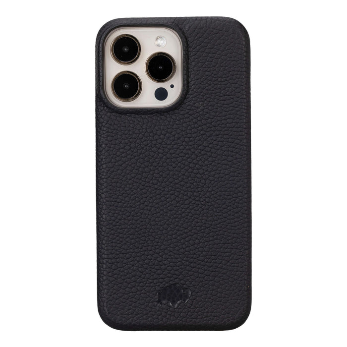 iPhone 15 Pro Max Leather Wallet Case - Burkley Classic 2-in-1 Detachable Folio, Pebble Black - BlackBrook Case