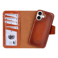 iPhone 16 Leather Wallet Case - Burkley Classic 2 - in - 1 Detachable Folio, Burnished Tan - BlackBrook Case