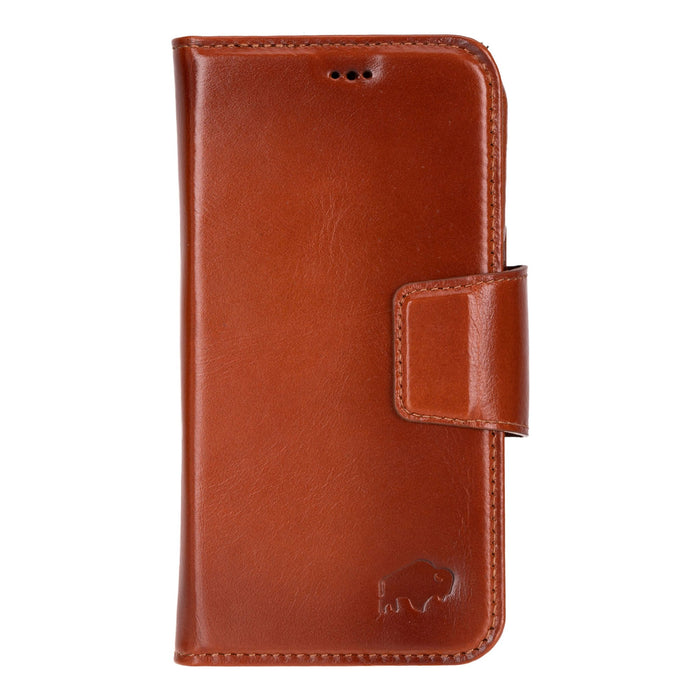 iPhone 16 Leather Wallet Case - Burkley Classic 2 - in - 1 Detachable Folio, Burnished Tan - BlackBrook Case