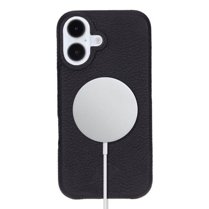iPhone 16 Leather Wallet Case - Burkley Classic 2 - in - 1 Detachable Folio, Pebble Black - BlackBrook Case