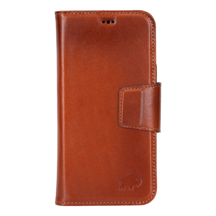 iPhone 16 Plus Leather Wallet Case - Burkley Classic 2 - in - 1 Detachable Folio, Burnished Tan - BlackBrook Case