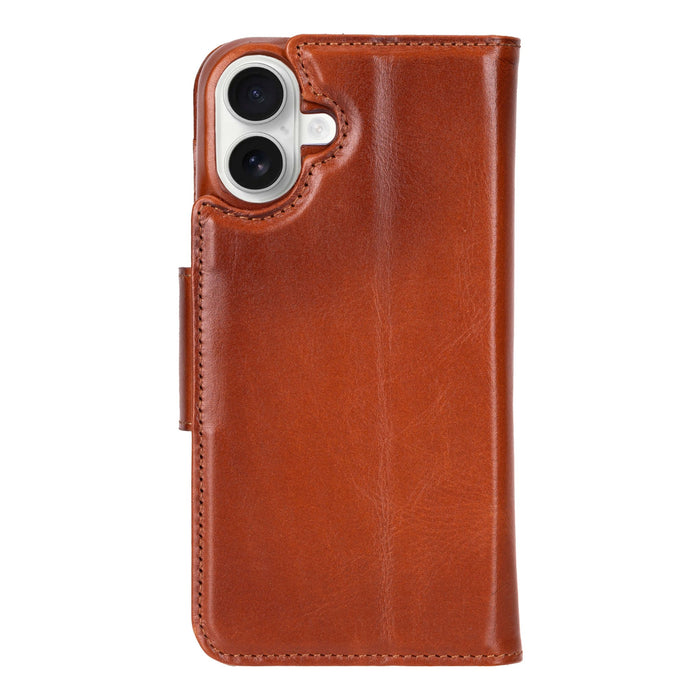 iPhone 16 Plus Leather Wallet Case - Burkley Classic 2 - in - 1 Detachable Folio, Burnished Tan - BlackBrook Case