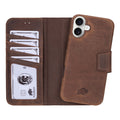 iPhone 16 Plus Leather Wallet Case - Burkley Classic 2 - in - 1 Detachable Folio, Distressed Coffee - BlackBrook Case