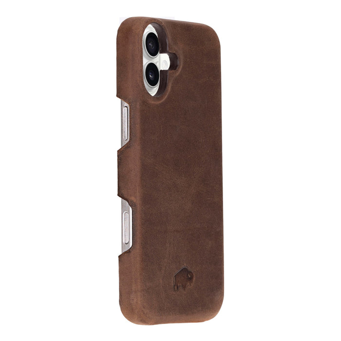 iPhone 16 Plus Leather Wallet Case - Burkley Classic 2 - in - 1 Detachable Folio, Distressed Coffee - BlackBrook Case