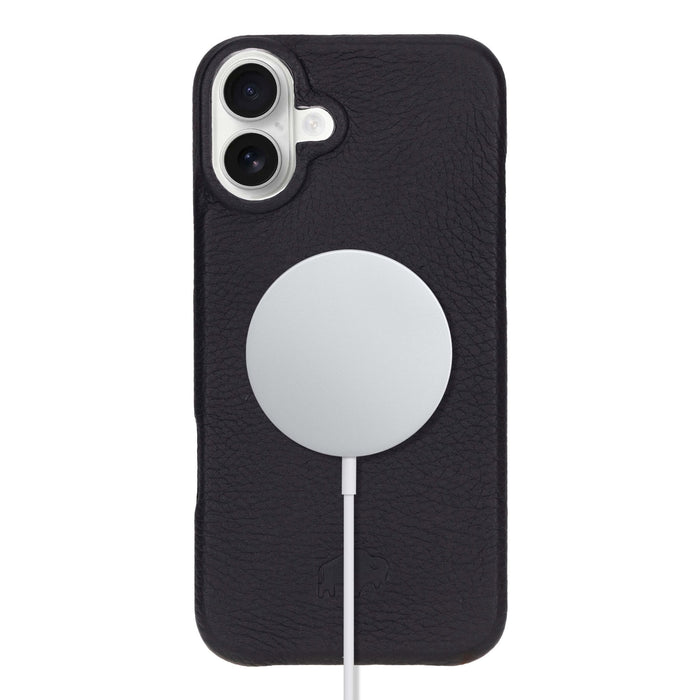iPhone 16 Plus Leather Wallet Case - Burkley Classic 2 - in - 1 Detachable Folio, Pebble Black - BlackBrook Case