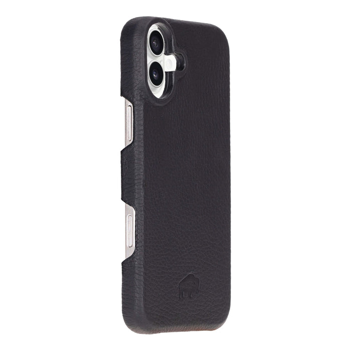 iPhone 16 Plus Leather Wallet Case - Burkley Classic 2 - in - 1 Detachable Folio, Pebble Black - BlackBrook Case