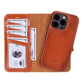 iPhone 16 Pro Leather Wallet Case - Burkley Classic 2 - in - 1 Detachable Folio, Burnished Tan - BlackBrook Case