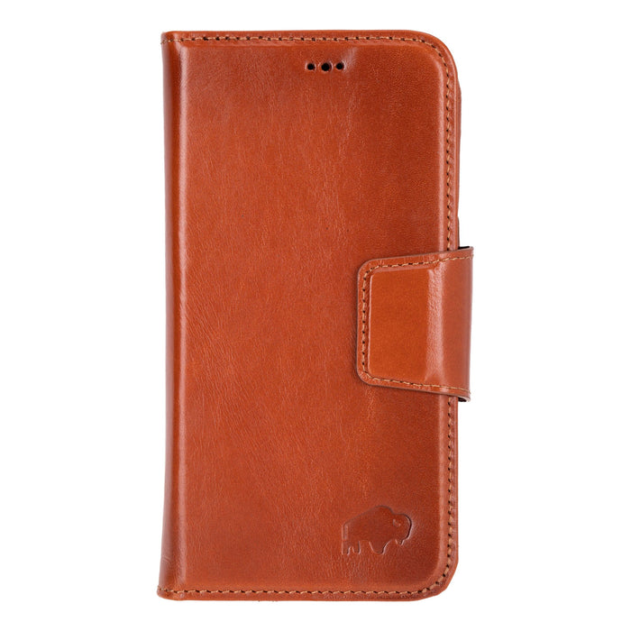 iPhone 16 Pro Leather Wallet Case - Burkley Classic 2 - in - 1 Detachable Folio, Burnished Tan - BlackBrook Case