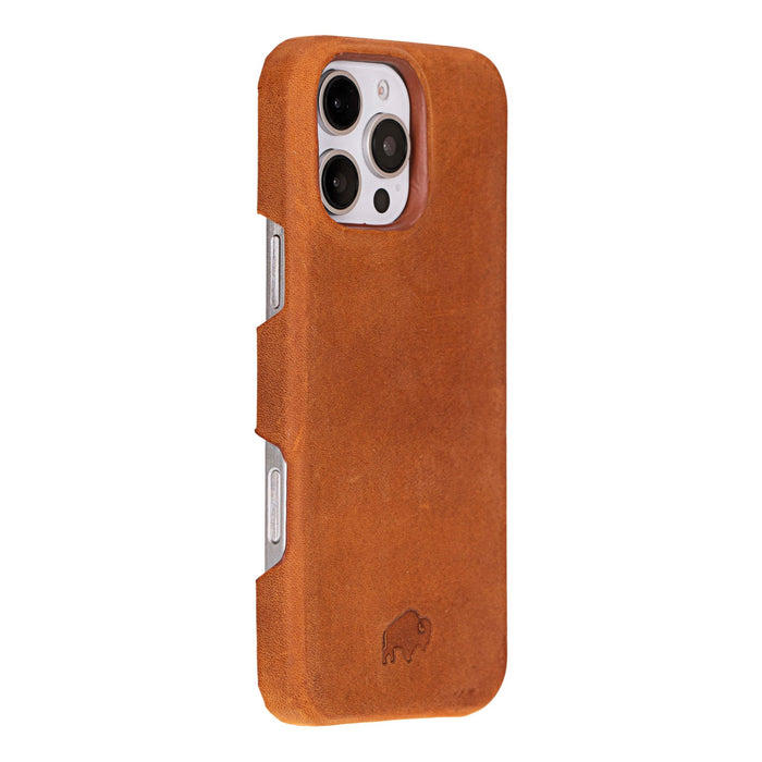 iPhone 16 Pro Leather Wallet Case - Burkley Classic 2 - in - 1 Detachable Folio, Golden Brown - BlackBrook Case